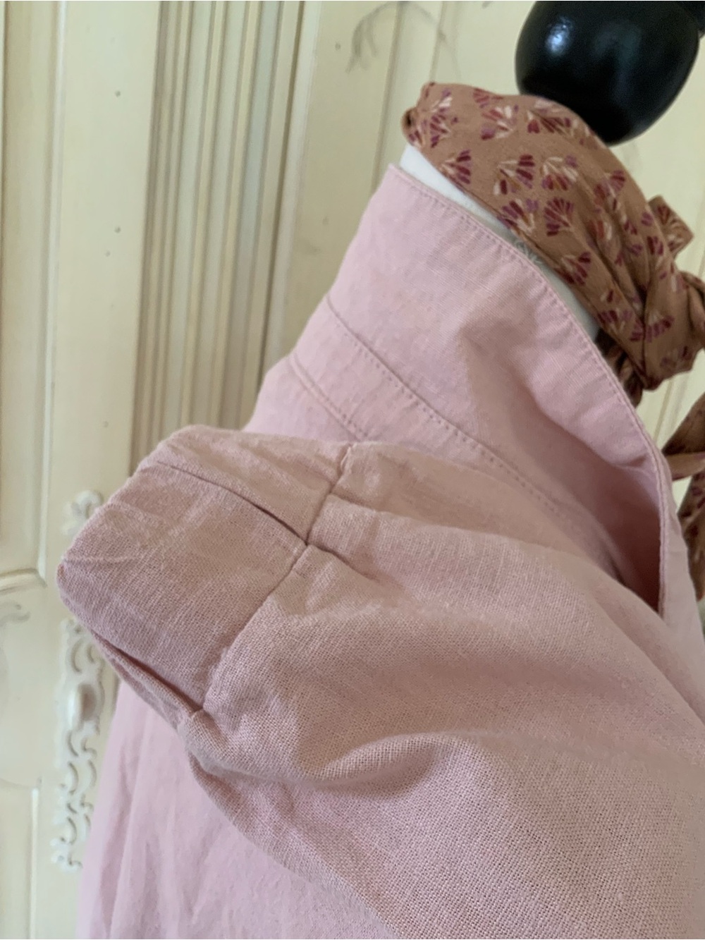Ci Sono Blush Brown Statement Button Linen Jacket - Picture 4 of 10